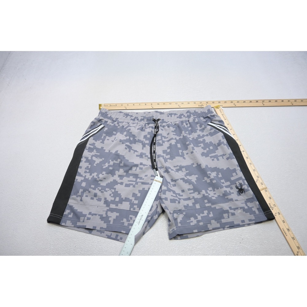 Spyder Athletic Gym Shorts Mens XL Grey Digital Camo ProWeb Mesh Trim